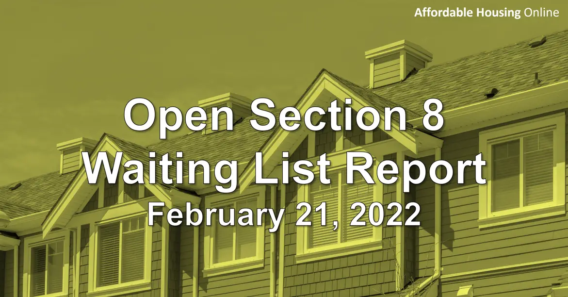 Open Section 8 Waiting List Report Banner image for February 21, 2022