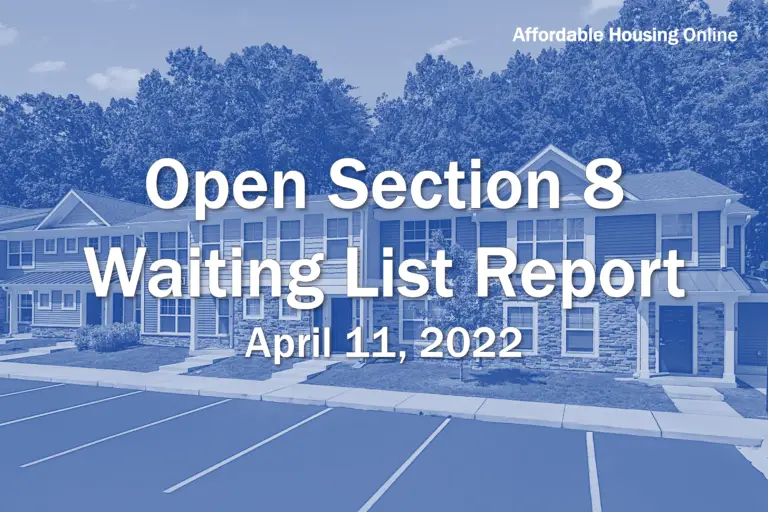 Open Section 8 Waiting List Report April 11, 2022 Affordable Housing