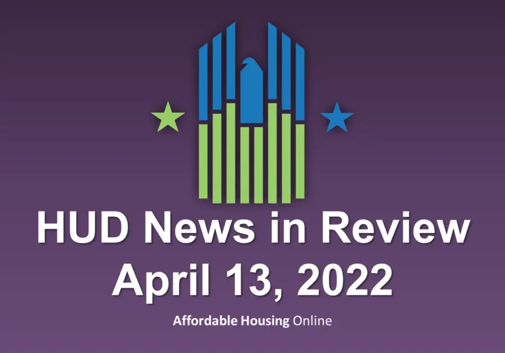 HUD News in Review banner image for April 13, 2022