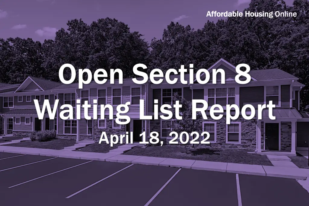 Open Section 8 Waiting List Report April 18, 2022 Affordable Housing