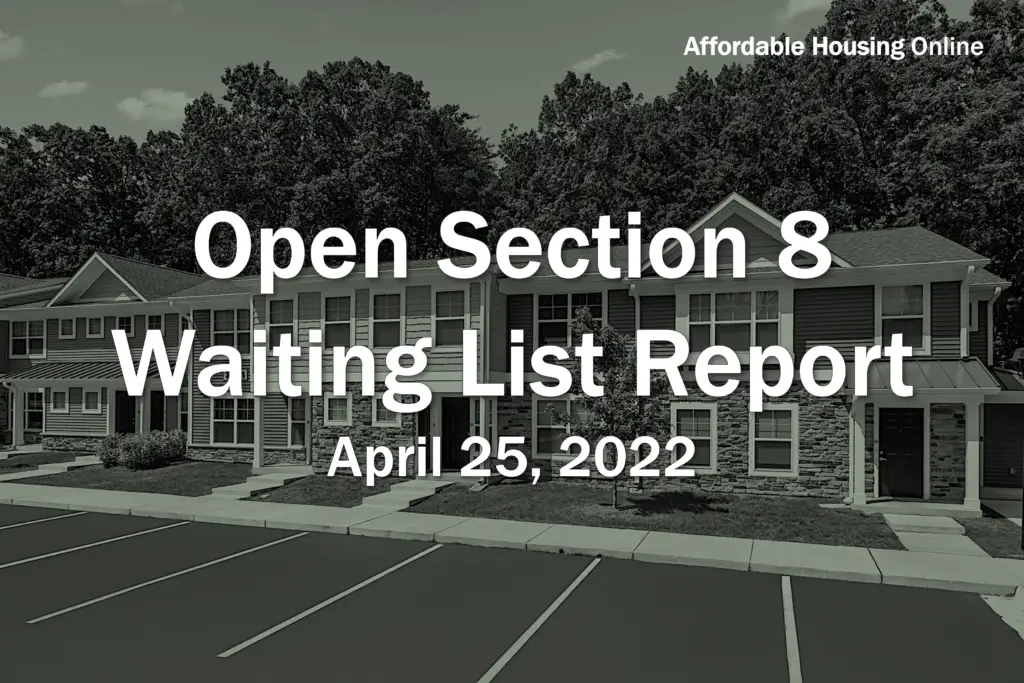 Open Section 8 Waiting List Report Banner image for April 25, 2022