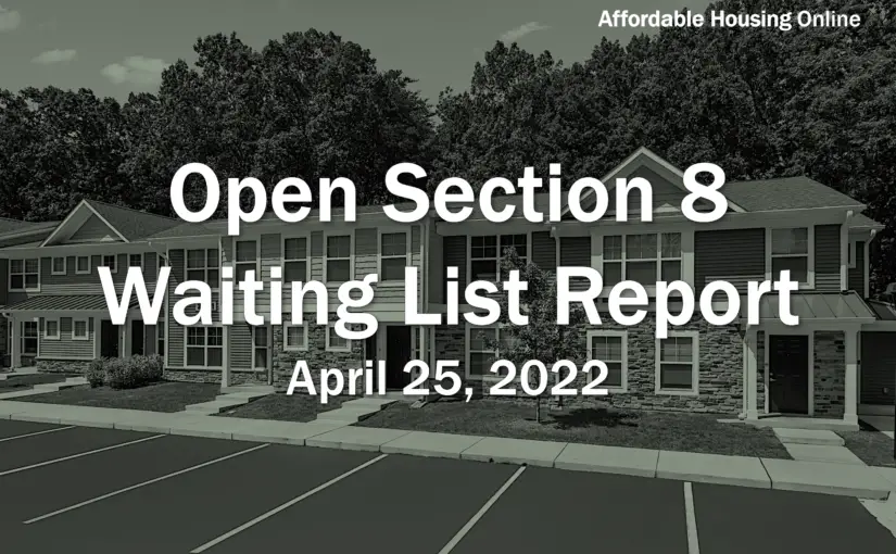 Open Section 8 Waiting List Report: April 25, 2022