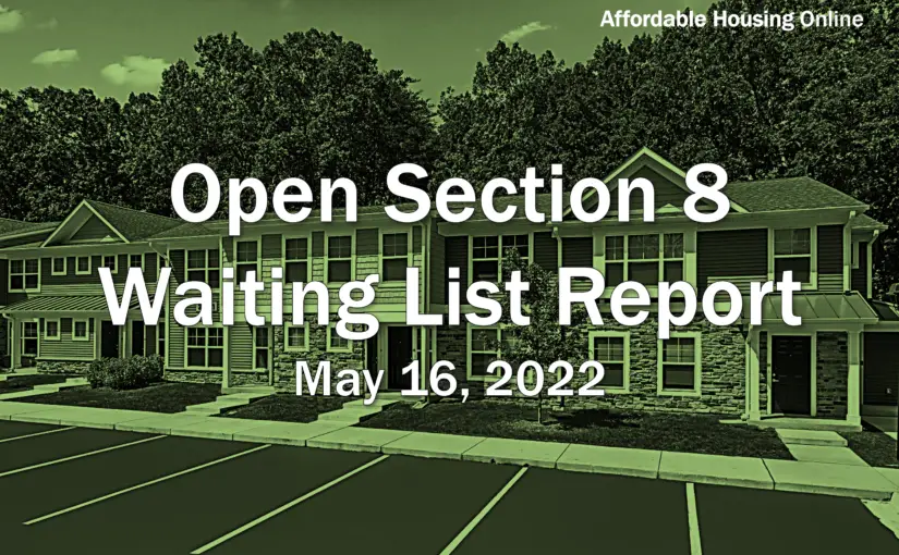 Open Section 8 Waiting List Report: May 16, 2022