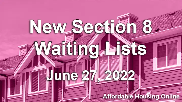 New Section 8 Waiting Lists Banner image for June 27, 2022