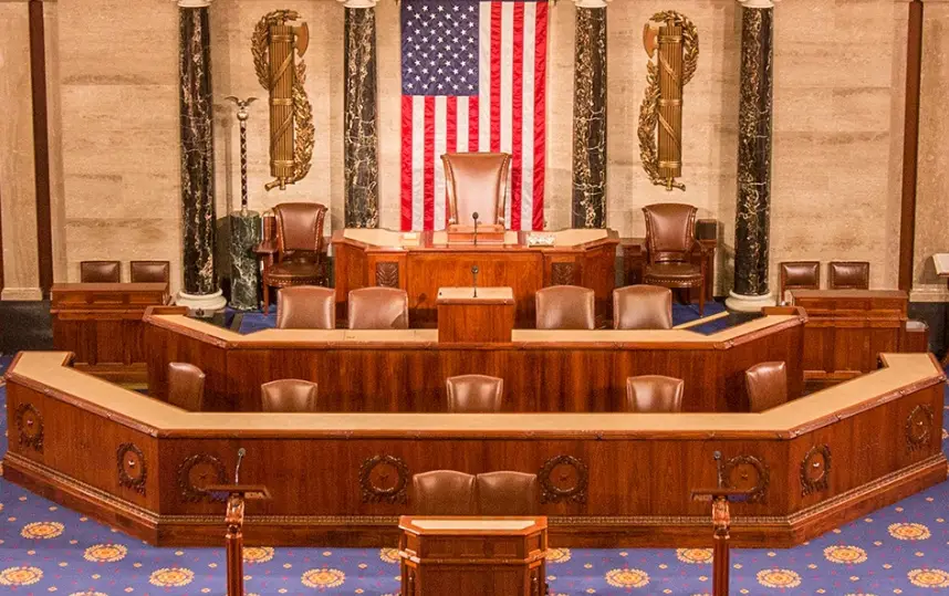 Photo of empty U.S. House of Representatives Chamber