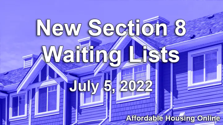 New Section 8 Waiting Lists Banner image for July 5, 2022