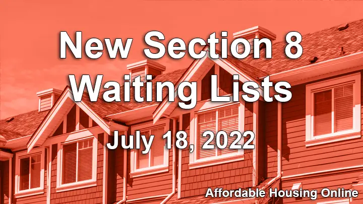 New Section 8 Waiting Lists Banner image for July 18, 2022