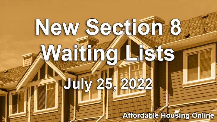 New Section 8 Waiting Lists Banner image for July 25, 2022