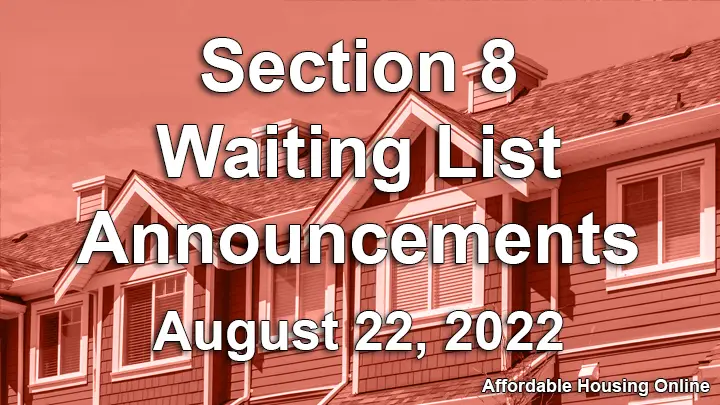 Section 8 Waiting List Announcements Banner image for August 22, 2022