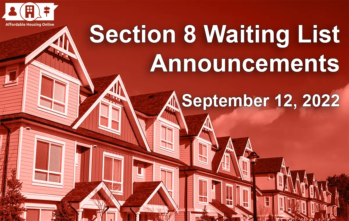 Section 8 Waiting List Announcements Sept. 12, 2022 AHO News