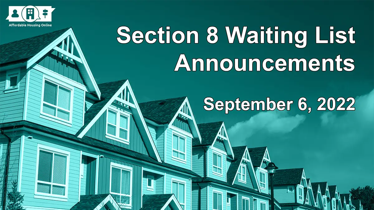 Section 8 Waiting List Announcements Banner image for September 6, 2022
