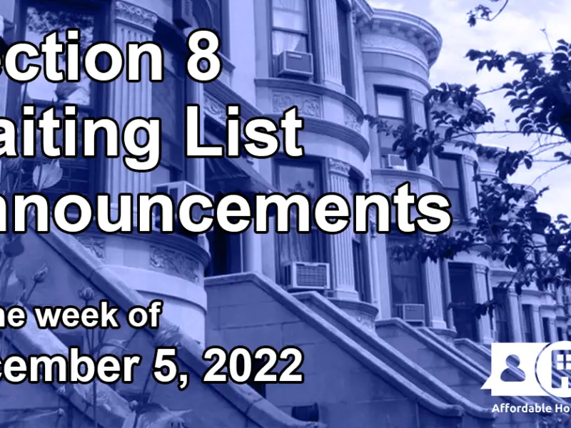 Section 8 Waiting List Announcements Banner image for December 5, 2022 - Affordable Housing Online